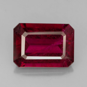 Turmalina rubelita vermelho natural 7,90ct, corte esmeralda, SI