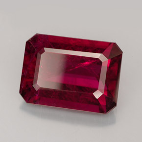 Turmalina rubelita vermelho natural 7,90ct, corte esmeralda, SI