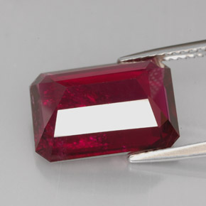 Turmalina rubelita vermelho natural 7,90ct, corte esmeralda, SI