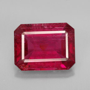 Turmalina rubelita vermelho natural 6,13ct, corte esmeralda, SI