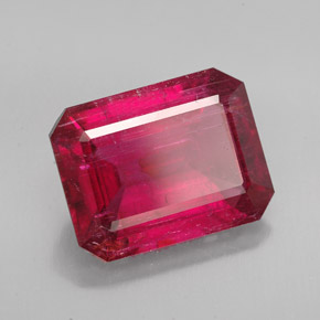Turmalina rubelita vermelho natural 6,13ct, corte esmeralda, SI