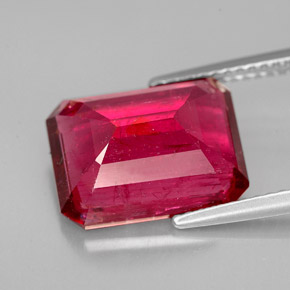 Turmalina rubelita vermelho natural 6,13ct, corte esmeralda, SI