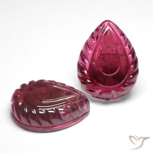 Pedras preciosas de Turmalina Rubelita Magenta Profundo natural de 27.43 ct, Formato de pêra, Translúcido