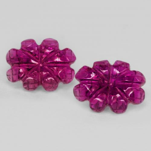 Pedras preciosas de turmalina rubelita vermelho natural de 3,63 ct, corte flor, translúcido