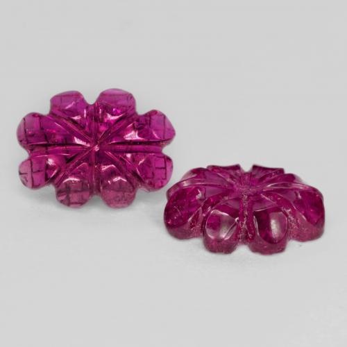 Pedras preciosas de turmalina rubelita vermelho natural de 3,63 ct, corte flor, translúcido