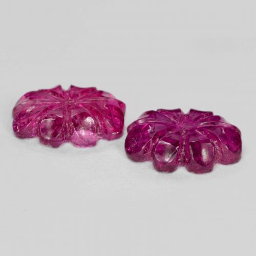 Pedras preciosas de turmalina rubelita vermelho natural de 3,63 ct, corte flor, translúcido