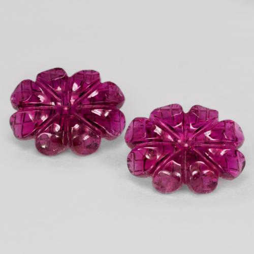 Pedras preciosas de Turmalina Rubelita framboesa vermelha natural de 6.38 ct, Flor cortada, Translúcido