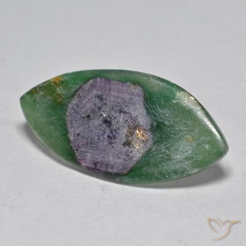 Ruby em Fuchsite Multicolorido Natural 7.35ct, Marquesa, Translúcido