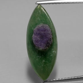 Rubi em fuchsita bicolor natural 3,70ct, marquise, translúcido