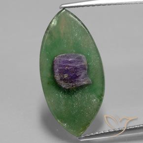 3.99ct Natural Multicolorido Ruby em Fuchsite, Marquesa, Translúcido