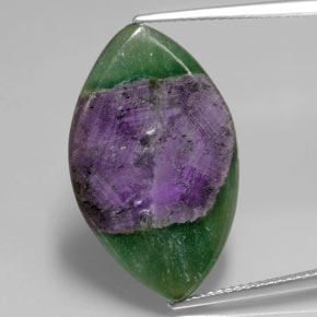Rubi em fuchsita bicolor natural 14,59ct, marquise, translúcido