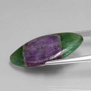 Rubi em fuchsita bicolor natural 14,59ct, marquise, translúcido