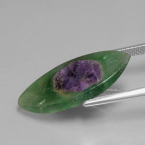 Rubi em fuchsita bicolor natural 6,89ct, marquise, translúcido