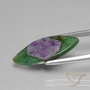 Ruby em Fuchsite Multicolorido Natural 6.28ct, Marquesa, Translúcido