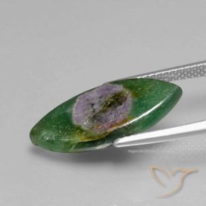 Ruby em Fuchsite Multicolorido Natural 6.51ct, Marquesa, Translúcido