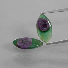 Pedras preciosas de Ruby em Fuchsite Bicolor natural de  ct, Marquesa, Translúcido