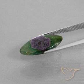Ruby em Fuchsite Multicolorido Natural 5.78ct, Marquesa, Translúcido