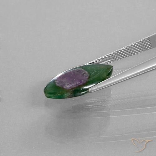 Ruby em Fuchsite Multicolorido Natural 5.03ct, Marquesa, Translúcido