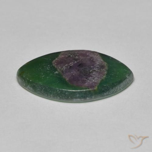 Ruby em Fuchsite Multicolorido Natural 4.91ct, Marquesa, Translúcido