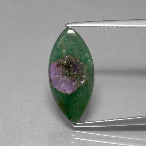 Rubi em fuchsita multicolorido natural 4,77ct, marquise, translúcido