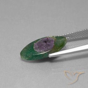 Ruby em Fuchsite Multicolorido Natural 4.30ct, Marquesa, Translúcido