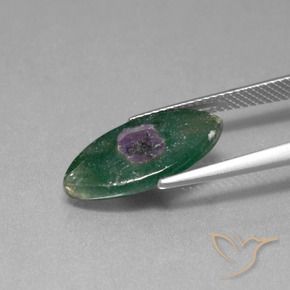 Ruby em Fuchsite Multicolorido Natural 4.24ct, Marquesa, Translúcido