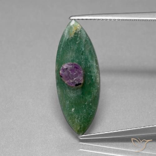4.14ct Natural Multicolorido Ruby em Fuchsite, Marquesa, Translúcido