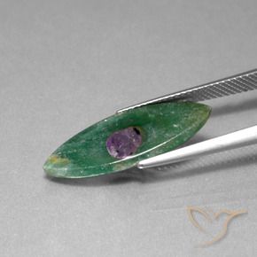 Ruby em Fuchsite Multicolorido Natural 4.14ct, Marquesa, Translúcido