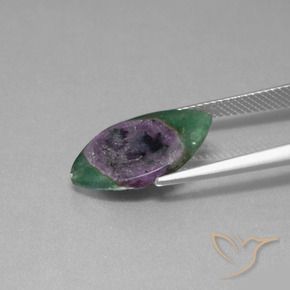 Ruby em Fuchsite Multicolorido Natural 4.70ct, Marquesa, Translúcido