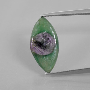 Rubi em fuchsita bicolor natural 2,68ct, marquise, translúcido