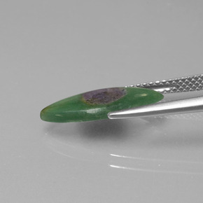 Rubi em fuchsita bicolor natural 2,38ct, marquise, translúcido