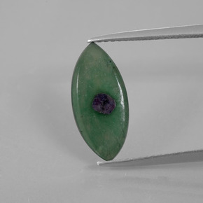 Rubi em fuchsita multicolorido natural 1,98ct, marquise, translúcido