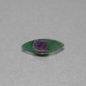 Rubi em fuchsita bicolor natural 1,24ct, marquise, translúcido