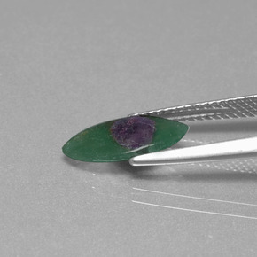 Rubi em fuchsita bicolor natural 1,24ct, marquise, translúcido