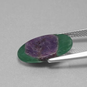 Ruby em Fuchsite Multicolorido Natural 5.28ct, Corte Oval, Translúcido