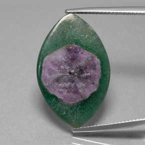 Rubi em fuchsita bicolor natural 13,47ct, marquise, translúcido