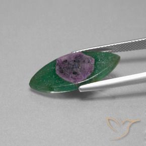 Ruby em Fuchsite Multicolorido Natural 6.70ct, Marquesa, Translúcido