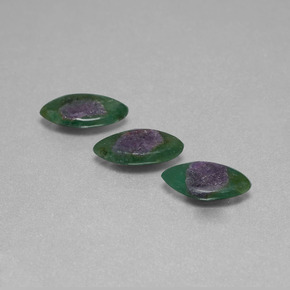 Pedras preciosas de Ruby em Fuchsite Bicolor natural de  ct, Marquesa, Translúcido