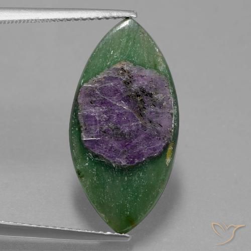 6.24ct Natural Multicolorido Ruby em Fuchsite, Marquesa, Translúcido