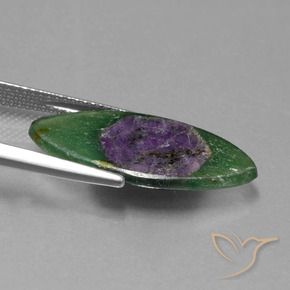 Ruby em Fuchsite Multicolorido Natural 6.24ct, Marquesa, Translúcido