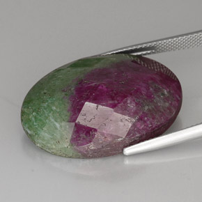 Rubi-Zoisite Multicolorido Natural 36.32ct, Corte Oval, Opaco
