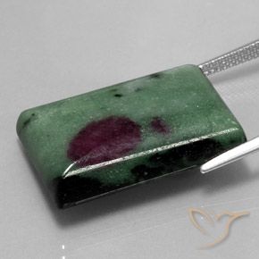 Rubi-Zoisite Multicolorido Natural 33.94ct, baguete, Opaco