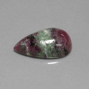 Rubi-zoisita multicolorido natural 13,52ct, formato de pêra, opaco