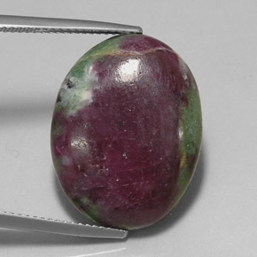 Rubi-zoisita multicolorido natural 22,73ct, corte oval, opaco