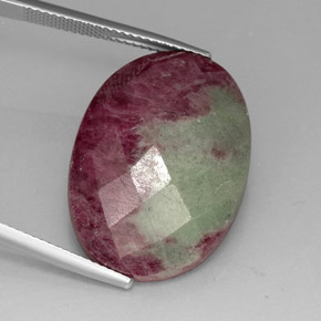 Rubi-zoisita multicolorido natural 31,96ct, corte oval, opaco