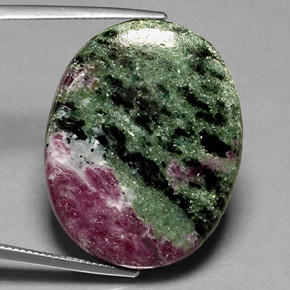 Rubi-zoisita multicolorido natural 44,83ct, corte oval, opaco