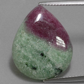 Rubi-zoisita multicolorido natural 15,70ct, formato de pêra, opaco