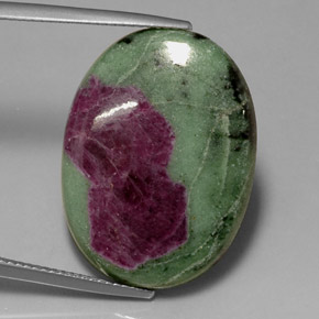 Rubi-zoisita multicolorido natural 28,10ct, corte oval, opaco