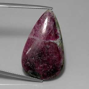 Rubi-zoisita multicolorido natural 29,84ct, formato de pêra, opaco