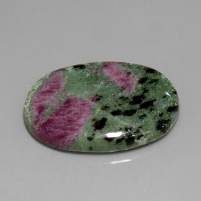 Rubi-zoisita multicolorido natural 22,56ct, corte oval, opaco